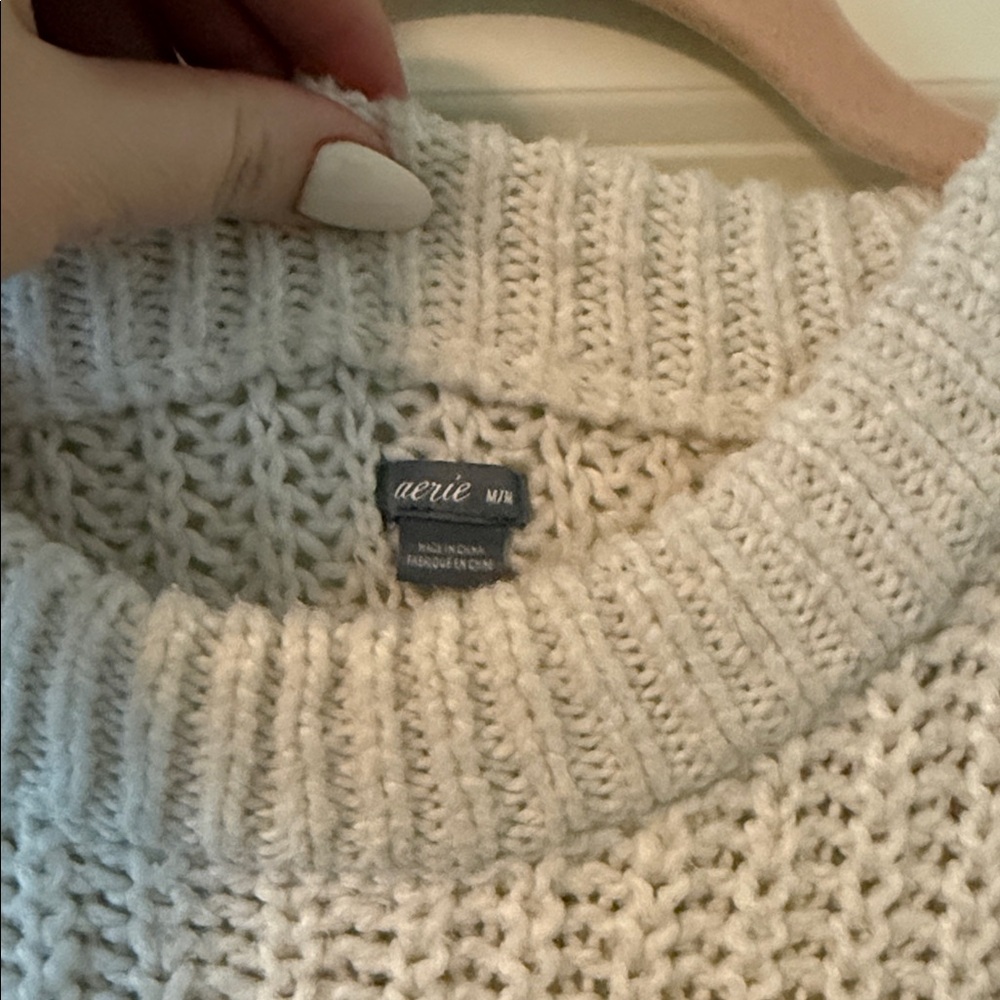Aerie Oversized Cream Knit Sweater - Picture 2 of 3